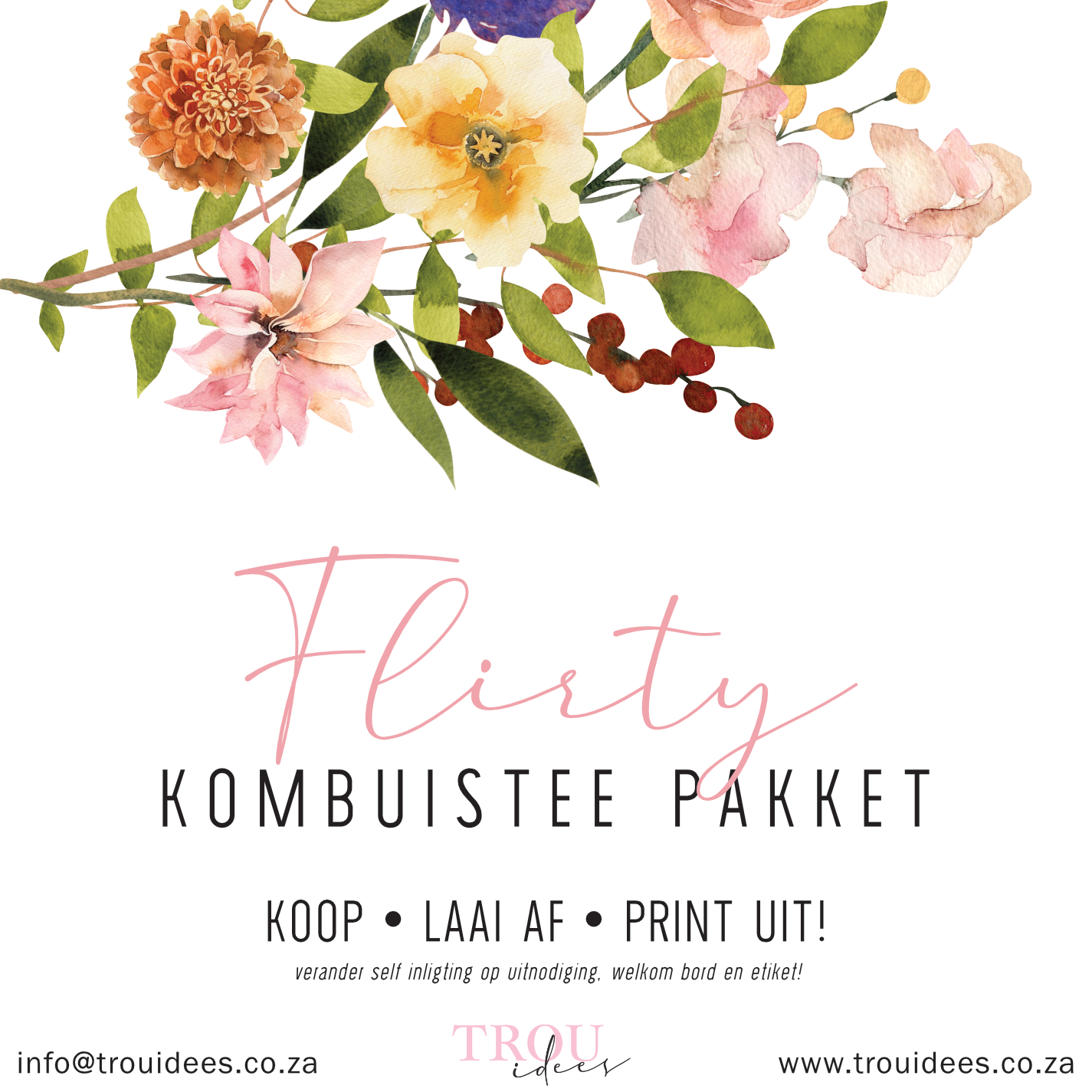 Flirty (Black) Bridal Shower Stationery